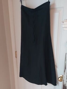 Black Linen Maxi Slip Skirt